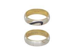 Серебряное обручальное кольцо с позолотой и чернением «Любовь навеки»